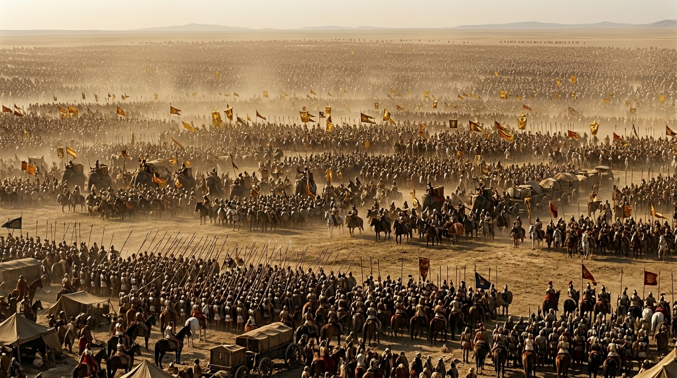 Formación griega antes de la batalla