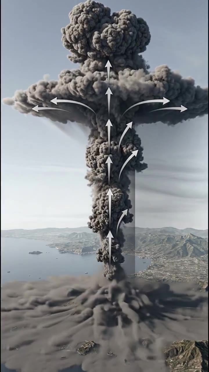 Diagrama de la columna eruptiva Pliniana del Vesubio